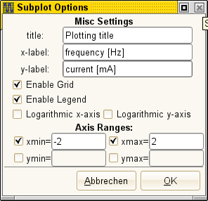 subplot option dialog