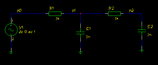 RC lowpass filter schematic