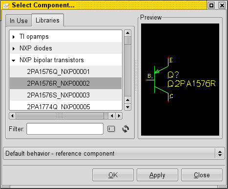 component selector with the spicelib